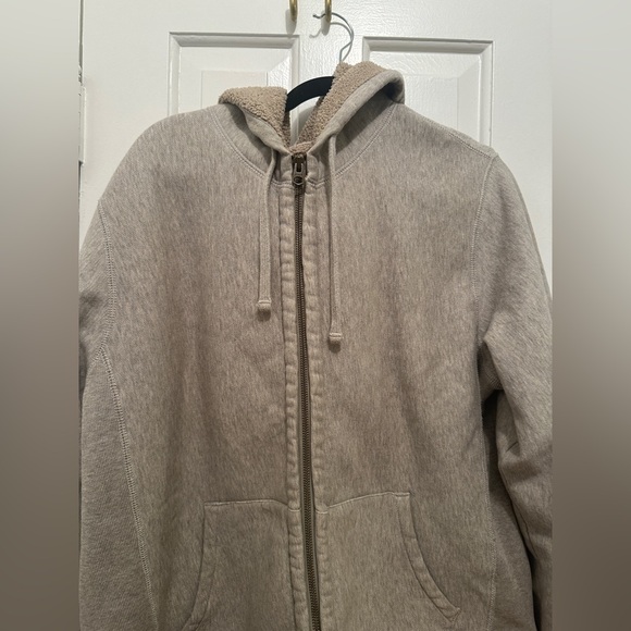 J.Crew Men’s Cozy Tan Zip-Up Sherpa Hoodie - Picture 2 of 9